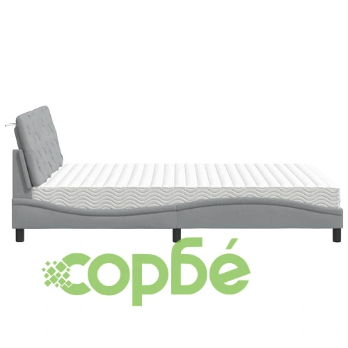 Легло с матрак, светлосиво, 140x190 см плат ➤ топ цена ➤ sorbe.bg