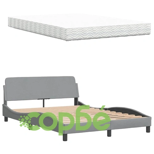 Легло с матрак, светлосиво, 140x190 см плат ➤ топ цена ➤ sorbe.bg