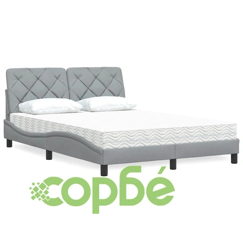 Легло с матрак, светлосиво, 140x190 см плат ➤ топ цена ➤ sorbe.bg