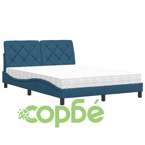 Легло с матрак, синьо, 140x190 см, плат ➤ топ цена ➤ sorbe.bg