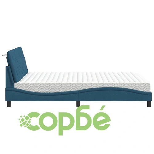 Легло с матрак, синьо, 140x190 см, плат ➤ топ цена ➤ sorbe.bg