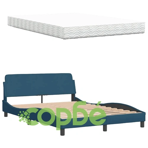 Легло с матрак, синьо, 140x190 см, плат ➤ топ цена ➤ sorbe.bg