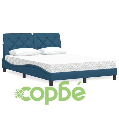 Легло с матрак, синьо, 140x190 см, плат ➤ топ цена ➤ sorbe.bg