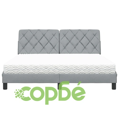 Легло с матрак, светлосиво, 160x200 см, плат ➤ топ цена ➤ sorbe.bg