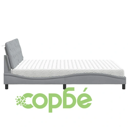 Легло с матрак, светлосиво, 160x200 см, плат ➤ топ цена ➤ sorbe.bg