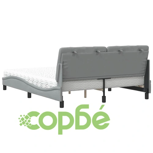 Легло с матрак, светлосиво, 160x200 см, плат ➤ топ цена ➤ sorbe.bg