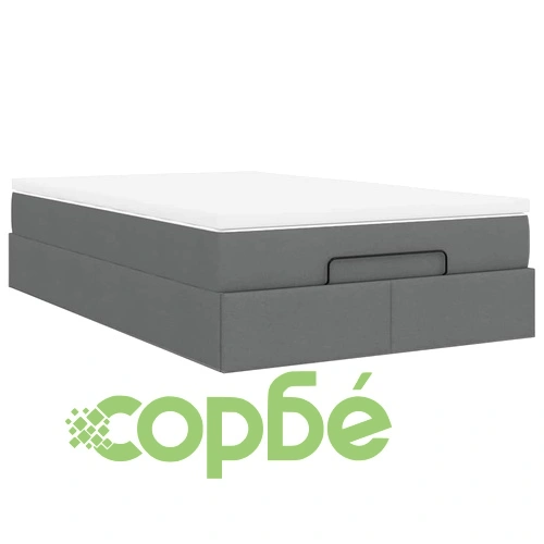 Османска легло с матрак, тъмносиво, 120x200 см, плат ➤ топ цена ➤ sorbe.bg