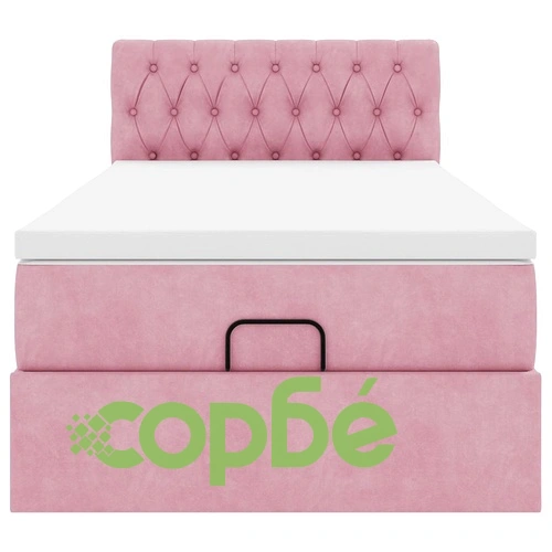 Османска легло с матрак, розово, 90x190 см, кадифе ➤ топ цена ➤ sorbe.bg