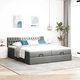 Османска легло с матраци, тъмносиво, 180x200 см, плат