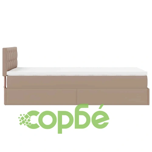 Османска легло с матраци&LED капучино 100x200см изкуствена кожа ➤ топ цена ➤ sorbe.bg