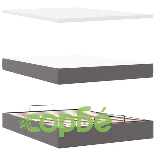 L Легло с матраци & LEDs сиво 140x190cm изкуствена кожа ➤ топ цена ➤ sorbe.bg