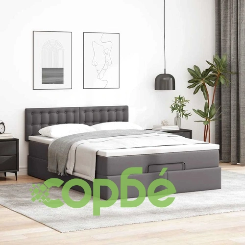 L Легло с матраци & LEDs сиво 140x190cm изкуствена кожа ➤ топ цена ➤ sorbe.bg