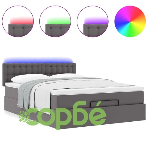 L Легло с матраци & LEDs сиво 140x190cm изкуствена кожа ➤ топ цена ➤ sorbe.bg