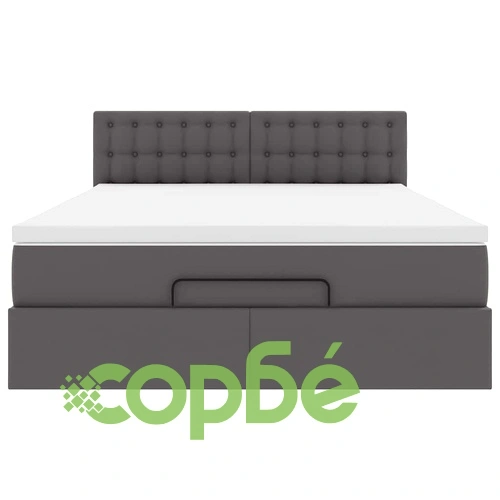 L Легло с матраци & LEDs сиво 140x190cm изкуствена кожа ➤ топ цена ➤ sorbe.bg