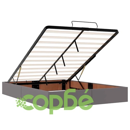 L Легло с матраци & LEDs сиво 140x190cm изкуствена кожа ➤ топ цена ➤ sorbe.bg