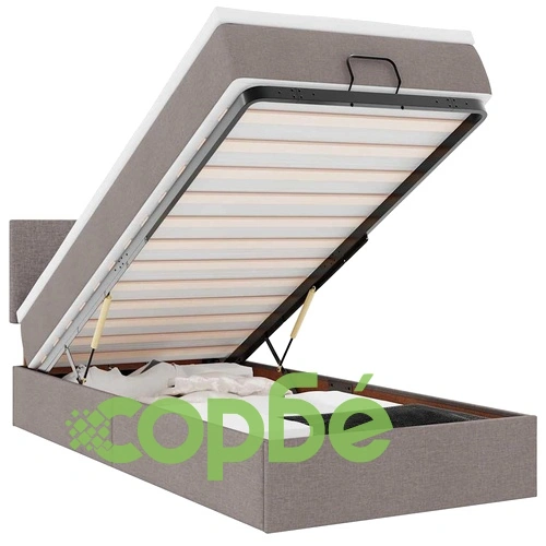 Османска легло с матрак и LED, таупе, 80x200 см, плат ➤ топ цена ➤ sorbe.bg