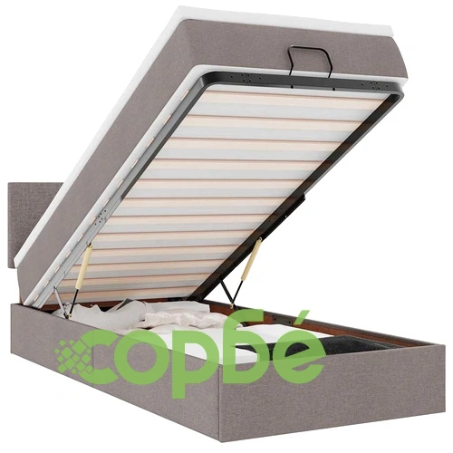 Османска легло с матрак и LED, таупе, 90x200 см, плат ➤ топ цена ➤ sorbe.bg
