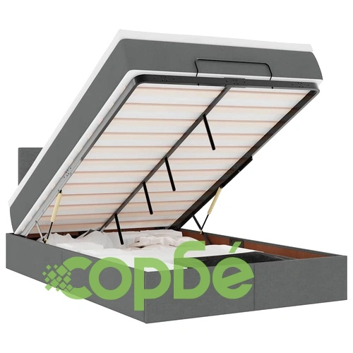 Османска легло с матрак и LED, тъмносиво, 120x190 см, плат ➤ топ цена ➤ sorbe.bg
