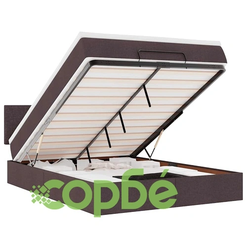 Османска легло с матрак и LED, тъмнокафяво, 140x190 см, плат ➤ топ цена ➤ sorbe.bg