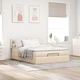 Османска легло с матрак и LED, кремаво, 140x190 см, плат