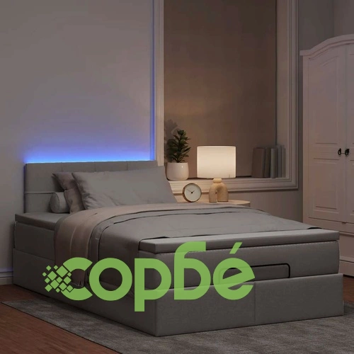 Османска легло с матрак и LED, таупе, 120x190 см, плат ➤ топ цена ➤ sorbe.bg