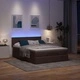 Османска легло с матрак и LED, тъмнокафяво, 140x190 см, плат