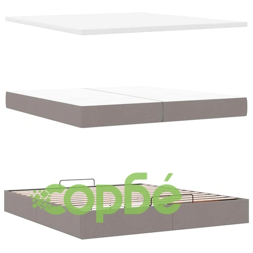 Османска легло с матрак и LED, таупе, 200x200 см, плат ➤ топ цена ➤ sorbe.bg