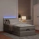 Османска легло с матрак и LED, таупе, 80x200 см, плат