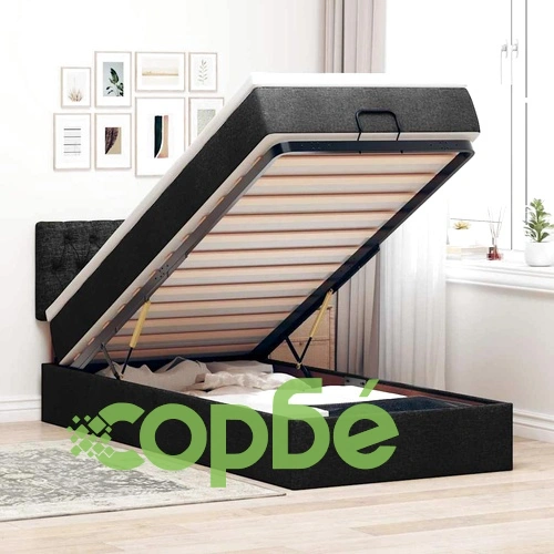 Османска легло с матрак и LED, черно, 100x200 см, плат ➤ топ цена ➤ sorbe.bg