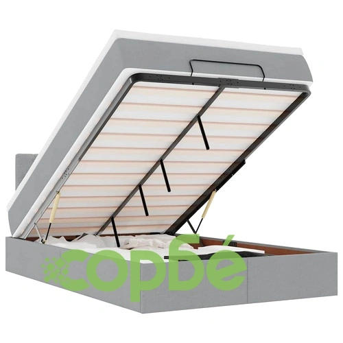 Османска легло с матрак и LED, светлосиво, 120x200 см, плат ➤ топ цена ➤ sorbe.bg