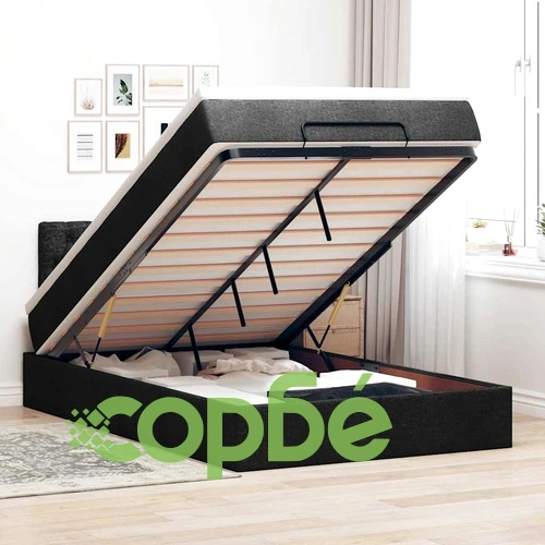 Османска легло с матрак и LED, черно, 120x200 см, плат ➤ топ цена ➤ sorbe.bg