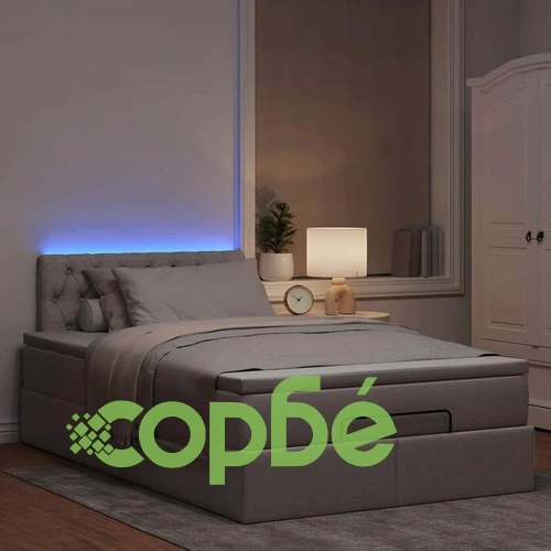 Османска легло с матрак и LED, таупе, 120x200 см, плат ➤ топ цена ➤ sorbe.bg