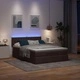 Османска легло с матрак и LED, тъмнокафяво, 140x190 см, плат