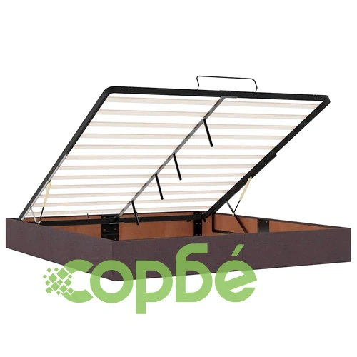 Османска легло с матрак и LED, тъмнокафяво, 200x200 см, плат ➤ топ цена ➤ sorbe.bg