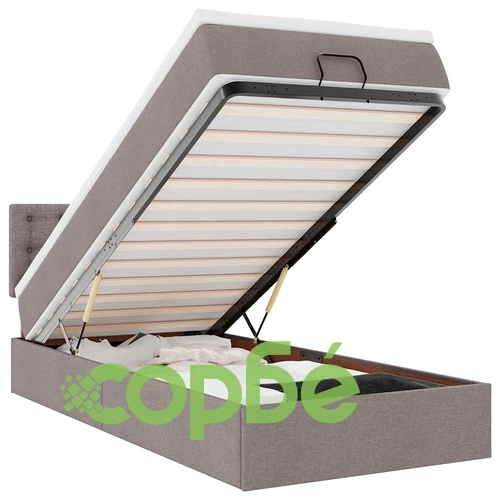 Османска легло с матрак и LED, таупе, 90x200 см, плат ➤ топ цена ➤ sorbe.bg