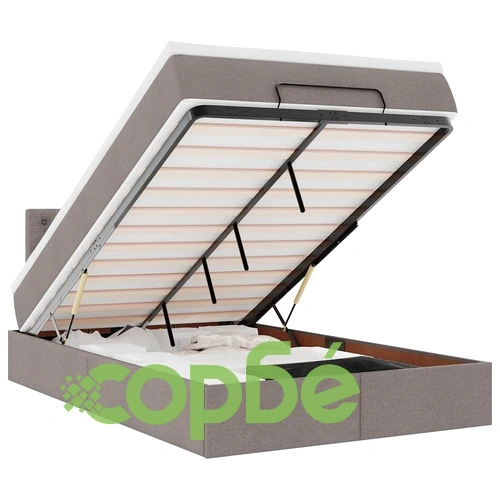 Османска легло с матрак и LED, таупе, 120x190 см, плат ➤ топ цена ➤ sorbe.bg