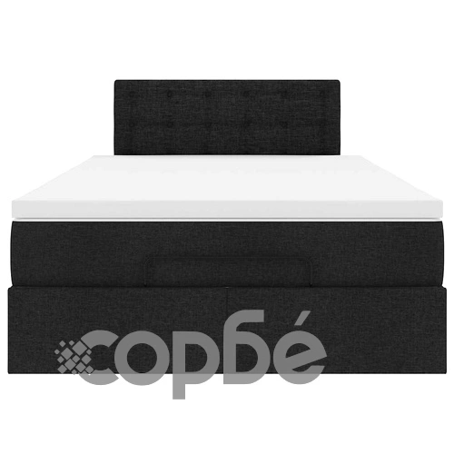 Османска легло с матрак и LED, черно, 120x200 см, плат ➤ топ цена ➤ sorbe.bg