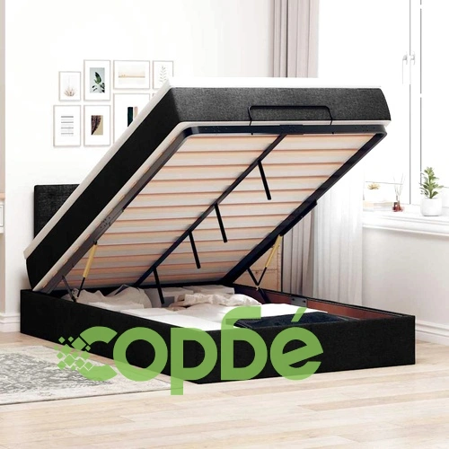 Османска легло с матрак и LED, черно, 120x200 см, плат ➤ топ цена ➤ sorbe.bg