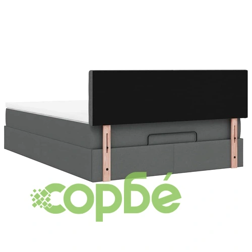 Османска легло с матрак и LED, тъмносиво, 140x190 см, плат ➤ топ цена ➤ sorbe.bg