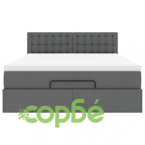 Османска легло с матрак и LED, тъмносиво, 140x190 см, плат ➤ топ цена ➤ sorbe.bg