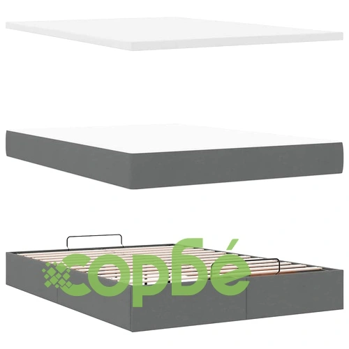 Османска легло с матрак и LED, тъмносиво, 140x190 см, плат ➤ топ цена ➤ sorbe.bg