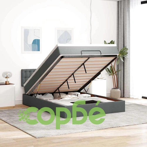 Османска легло с матрак и LED, тъмносиво, 140x190 см, плат ➤ топ цена ➤ sorbe.bg