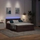 Османска легло с матрак и LED, тъмнокафяво, 140x190 см, плат