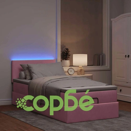 Османска легло с матрак и LED, розово, 80x200 см, кадифе ➤ топ цена ➤ sorbe.bg