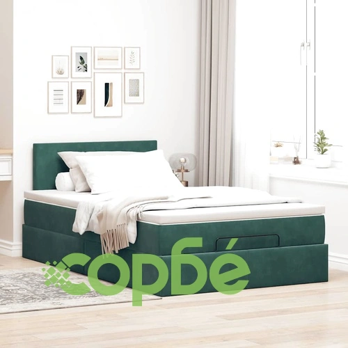 Османска легло с матрак и LED, тъмнозелено, 120x190 см, кадифе ➤ топ цена ➤ sorbe.bg