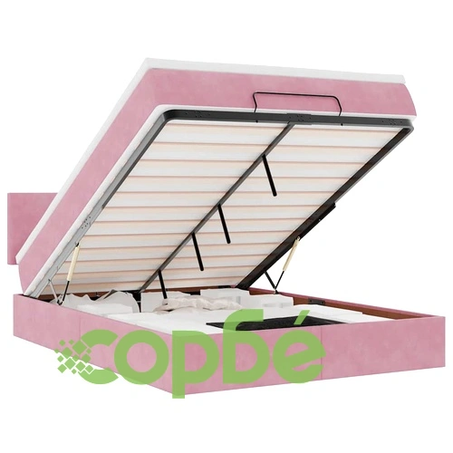 Османска легло с матрак и LED, розово, 140x190 см, кадифе ➤ топ цена ➤ sorbe.bg