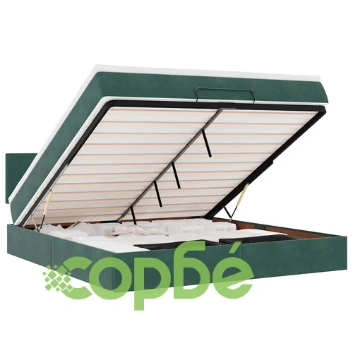 Османска легло с матрак и LED, тъмнозелено, 160x200 см, кадифе ➤ топ цена ➤ sorbe.bg