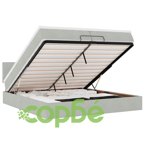Османска легло с матраци и LED, светлосиво, 200x200 см, кадифе ➤ топ цена ➤ sorbe.bg