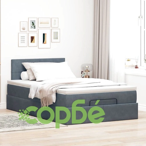 Османска легло с матрак и LED, тъмносиво, 120x190 см, кадифе ➤ топ цена ➤ sorbe.bg