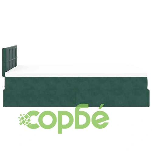 Османска легло с матрак и LED, тъмнозелено, 120x190 см, кадифе ➤ топ цена ➤ sorbe.bg